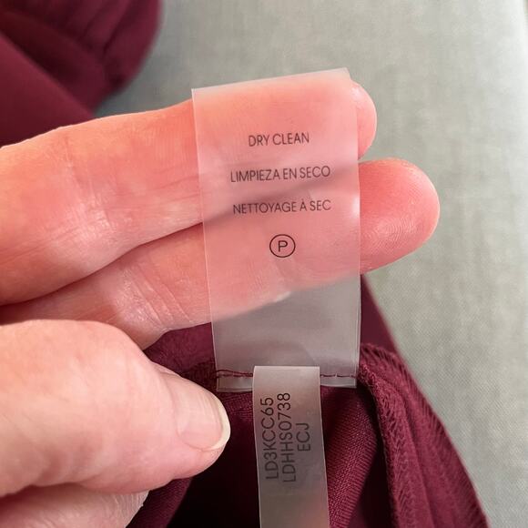 Karl Lagerfeld Crepe Square Neck Short Sleeve Pleated Mini Dress Maroon 10 NWT - Picture 11 of 13